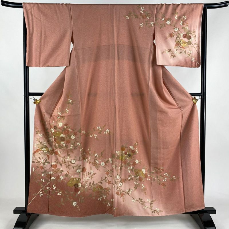 訪問着 身丈160.5cm 裄丈66.5cm M 袷 扇面 枝梅 金彩 ぼかし 訪問着 身丈160.5cm 裄丈66.5cm M 袷 扇面 枝梅 金彩 ぼかし