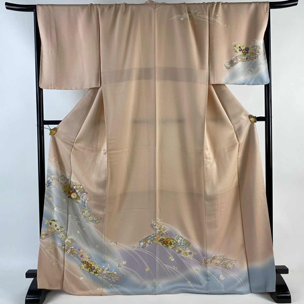 訪問着 身丈170cm 裄丈71cm L 袷 菊 花筏 金糸 金彩 ピンク 正絹 秀品｜中古・古着・リサイクル着物通販｜バイセル オンライン