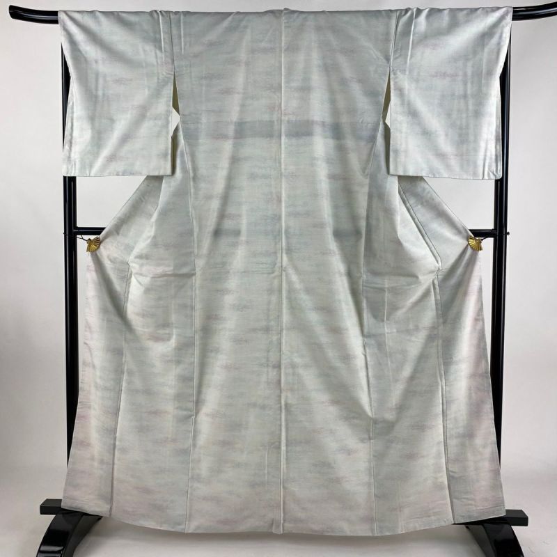 大島紬 身丈163cm 裄丈68.5cm L 袷 証紙あり 霞 薄緑 正絹 名品 大島紬 身丈163cm 裄丈68.5cm L 袷 証紙あり 霞 薄緑 正絹 名品
