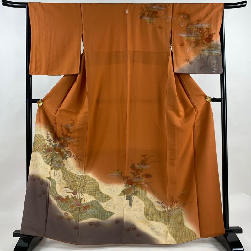 訪問着 身丈164cm 裄丈65.5cm M 袷 菊 道長取 刺繍 金銀彩 訪問着 身丈164cm 裄丈65.5cm M 袷 菊 道長取 刺繍 金銀彩