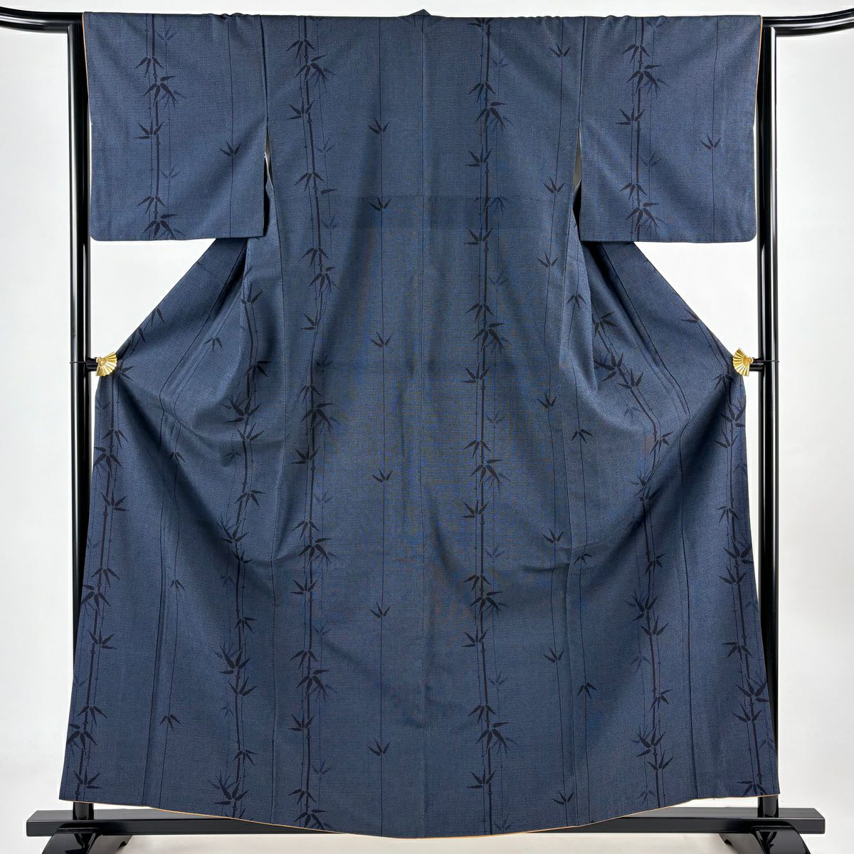 江戸小紋 身丈155cm 裄丈65cm M 袷 幾何学模様 黒灰 正絹 名品｜中古