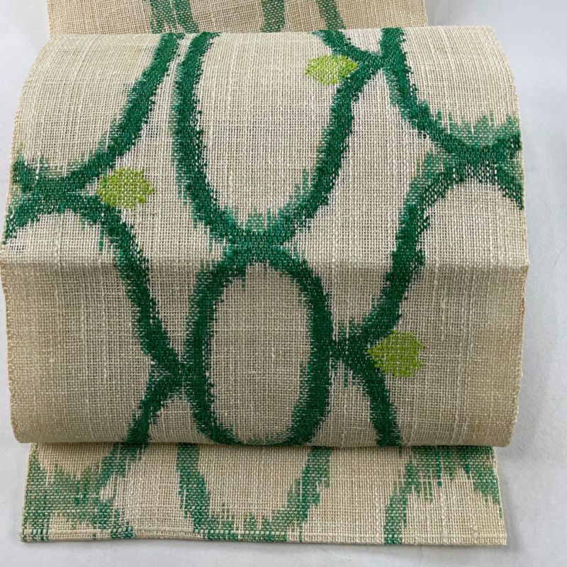 名古屋帯 秀品 夏帯 松葉仕立て 八寸名古屋帯 幾何学模様 名古屋帯 秀品 夏帯 松葉仕立て 八寸名古屋帯 幾何学模様