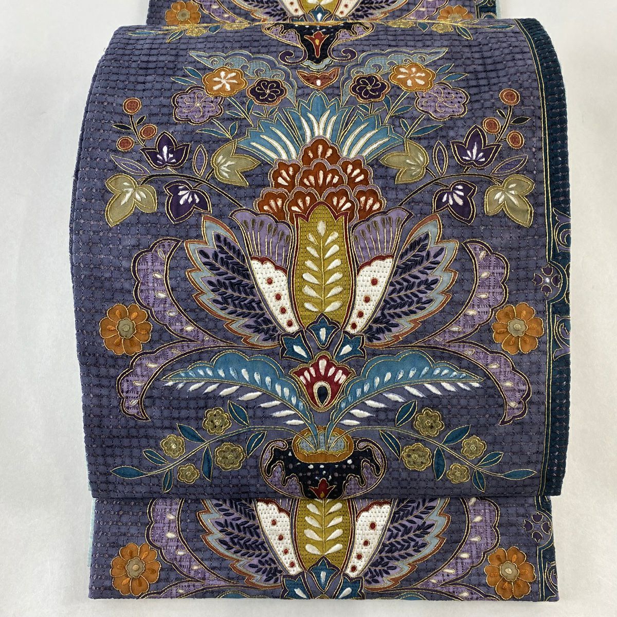 505my98△綴織 菊 菖蒲 花 金糸 袋帯△美品 - メルカリ