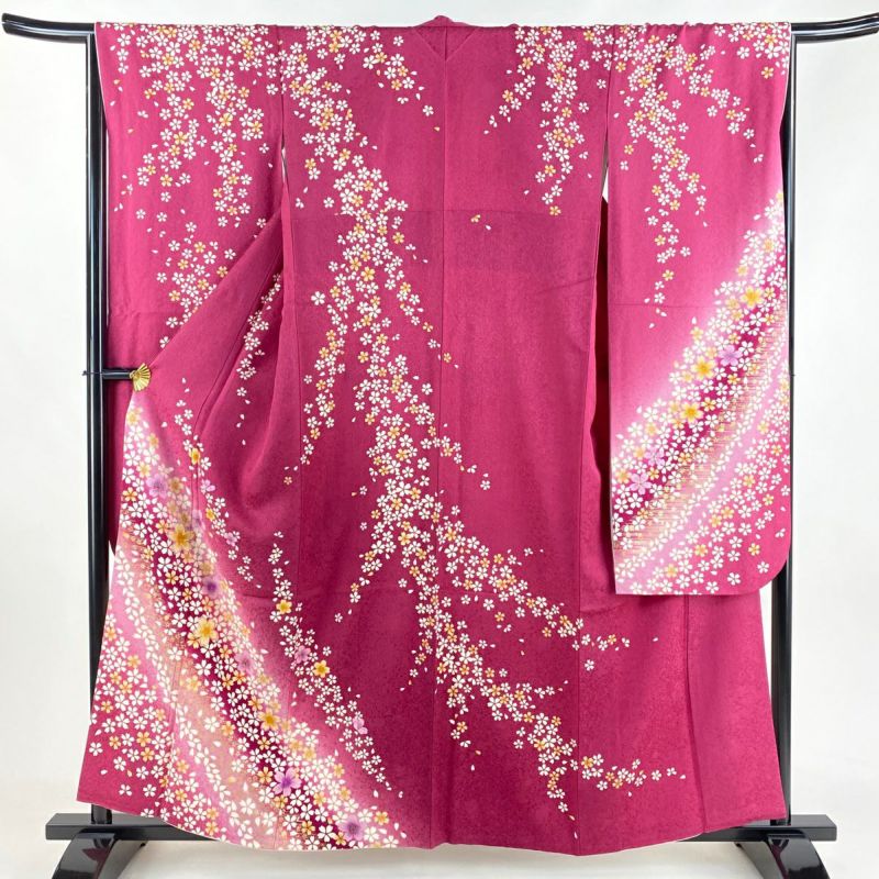 振袖 身丈158cm 裄丈66cm M 袷 桜 桜の花びら 金糸 金彩 濃 振袖 身丈158cm 裄丈66cm M 袷 桜 桜の花びら 金糸 金彩 濃