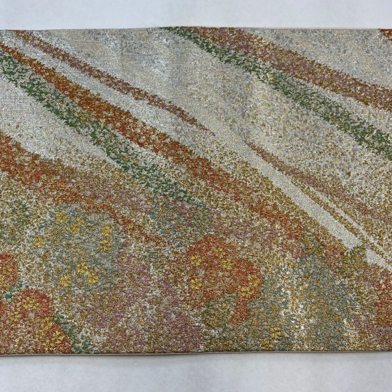 平和屋着物□六通柄袋帯 唐織 草花文 金糸 鈴乃屋扱い 正絹 逸品