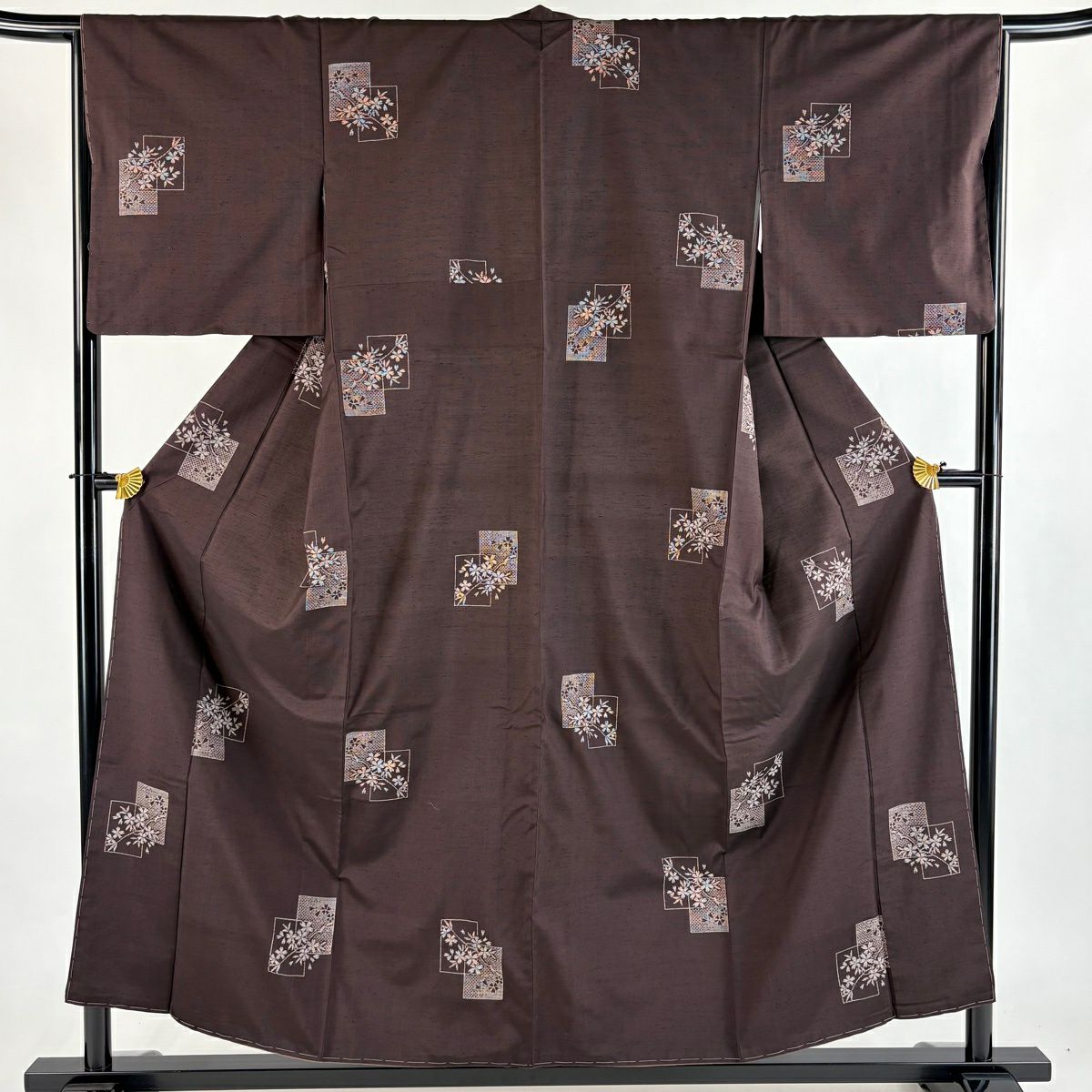 美品】 大島紬 身丈154cm 裄丈66cm M 袷 草木泥染 愛加那 やまと 証紙