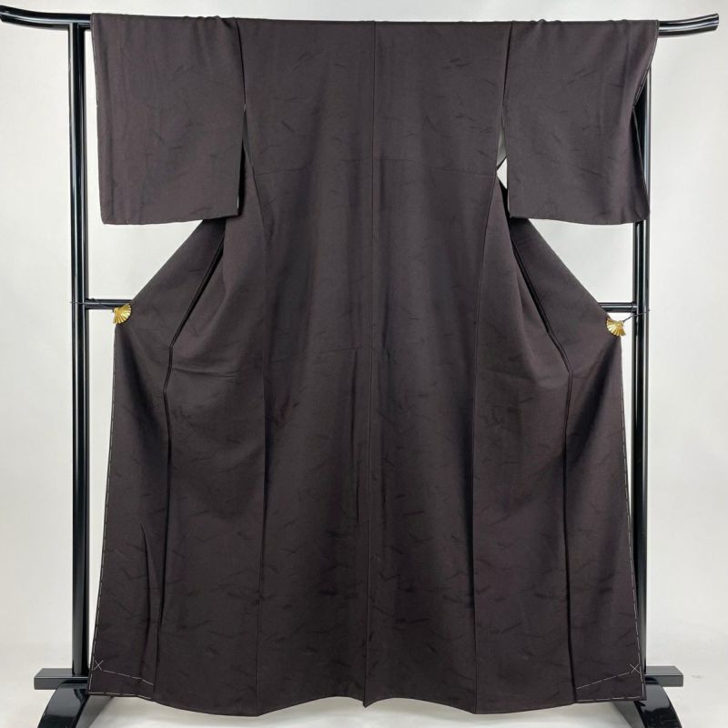 色無地 身丈163.5cm 裄丈66cm M 袷 地紋 茶紫 正絹 美品 秀品 色無地 身丈163.5cm 裄丈66cm M 袷 地紋 茶紫 正絹 美品 秀品