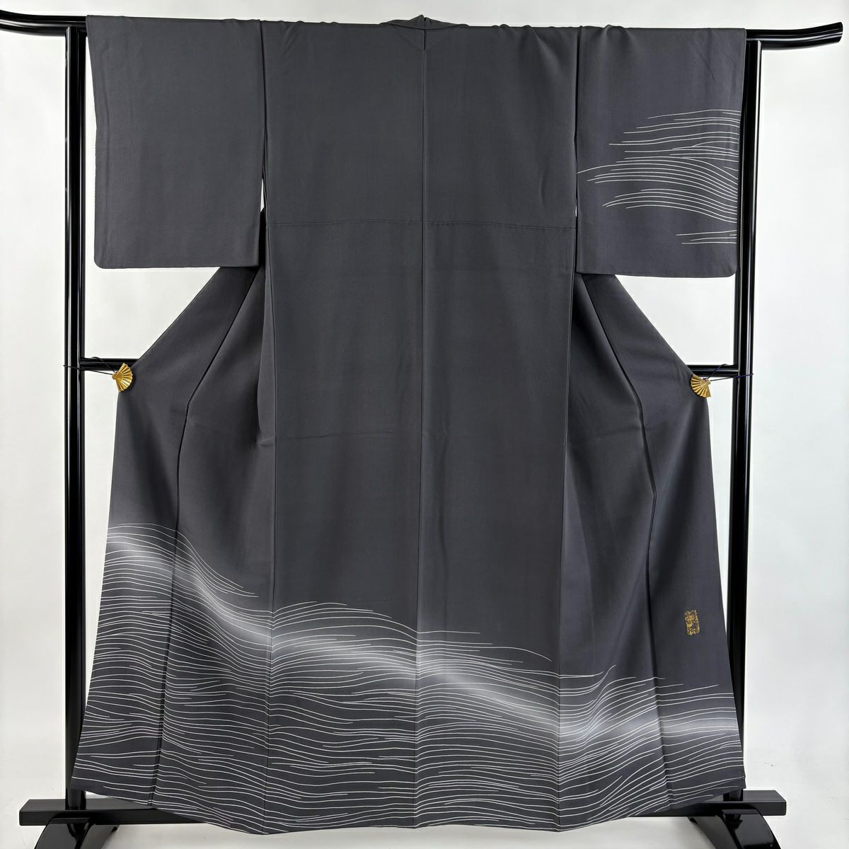 美品】 付下げ 身丈164.5cm 裄丈68cm L 袷 袋帯セット 波 ぼかし 紫