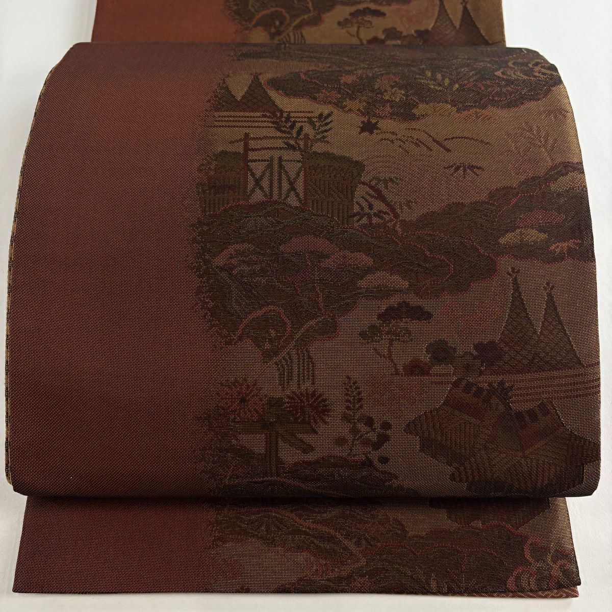 akieco 吉野間道 全通 江戸茶色 袋帯 akieco様専用 吉野間道 全通 江戸茶色 袋帯