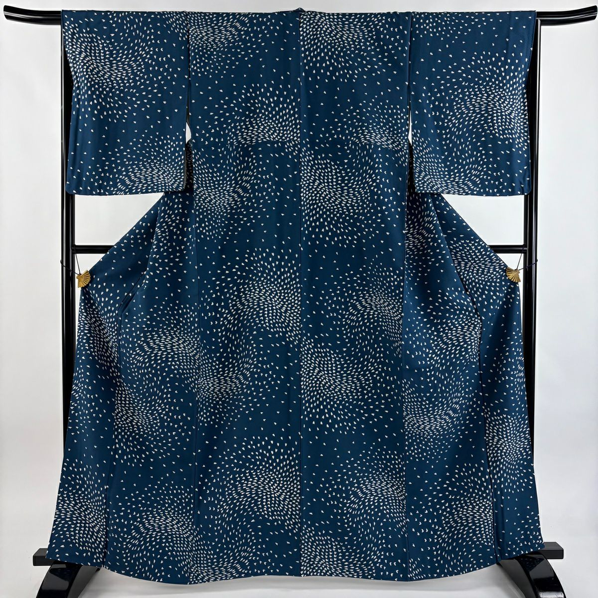 小紋 身丈158cm 裄丈63.5cm S 袷 丸文 花 藍色 正絹 逸品｜中古・古着