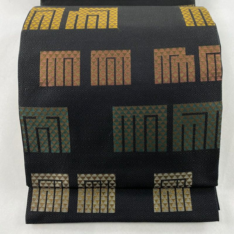 袋帯 美品 秀品 源氏香 鱗 箔 墨色 全通 正絹|中古・古着 袋帯 美品 秀品 源氏香 鱗 箔 墨色 全通 正絹|中古・古着