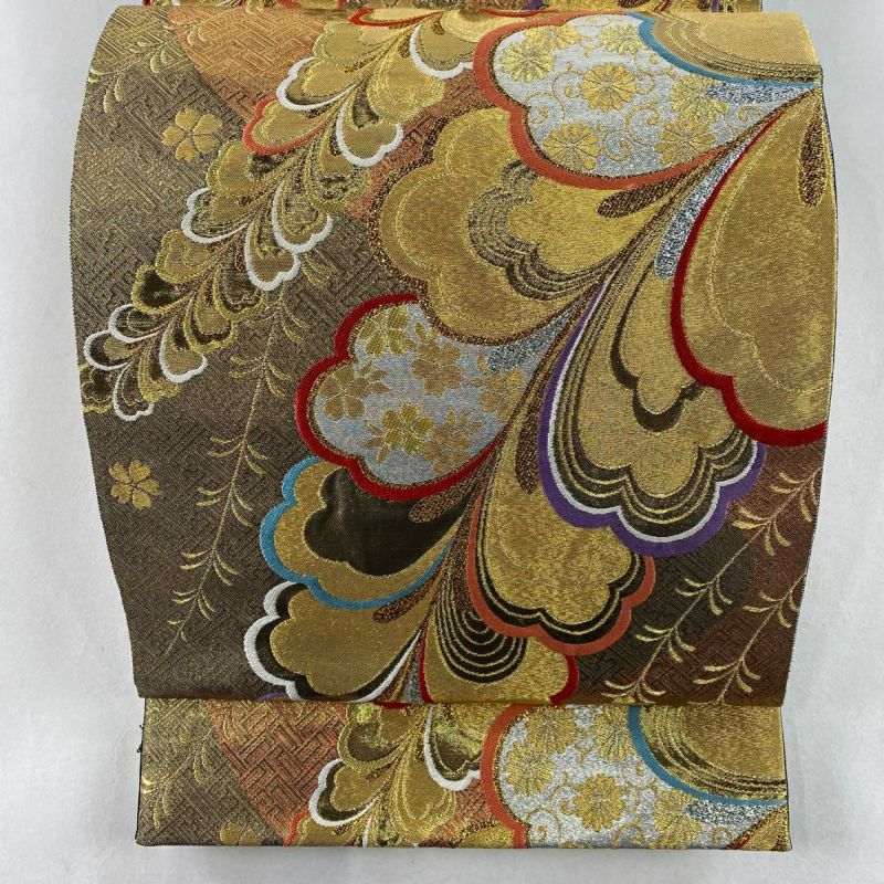 袋帯 美品 秀品 藤 桜 金糸 箔 金色 六通 正絹|中古・古着 袋帯 美品 秀品 藤 桜 金糸 箔 金色 六通 正絹|中古・古着