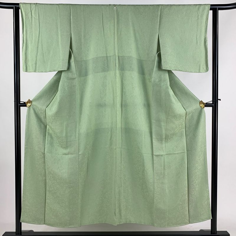色無地 身丈150cm 裄丈62.5cm S 袷 地紋 薄緑 正絹 美品 秀品 一 色無地 身丈150cm 裄丈62.5cm S 袷 地紋 薄緑 正絹 美品 秀品 一