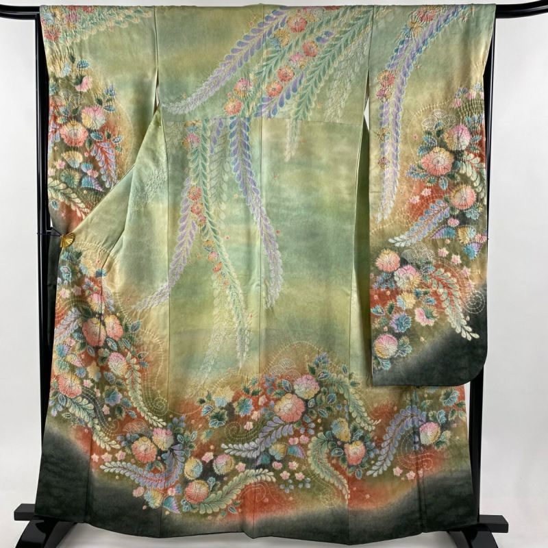振袖 身丈161.5cm 裄丈65.5cm M 袷 落款あり 辻が花 銀通し 振袖 身丈161.5cm 裄丈65.5cm M 袷 落款あり 辻が花 銀通し