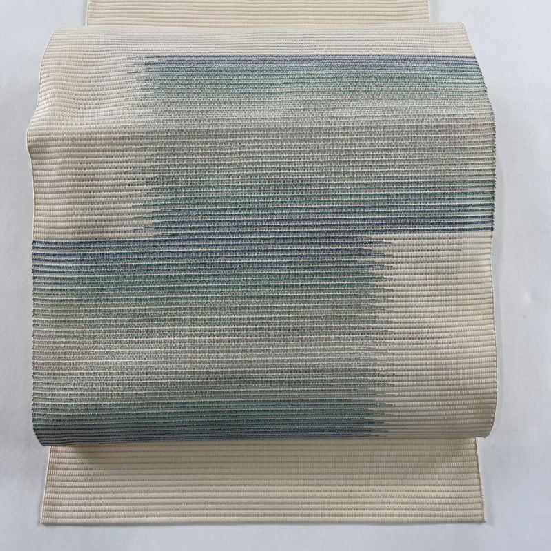 名古屋帯 美品 秀品 夏帯 絽 八寸名古屋帯 松葉仕立て 縞 銀糸 名古屋帯 美品 秀品 夏帯 絽 八寸名古屋帯 松葉仕立て 縞 銀糸