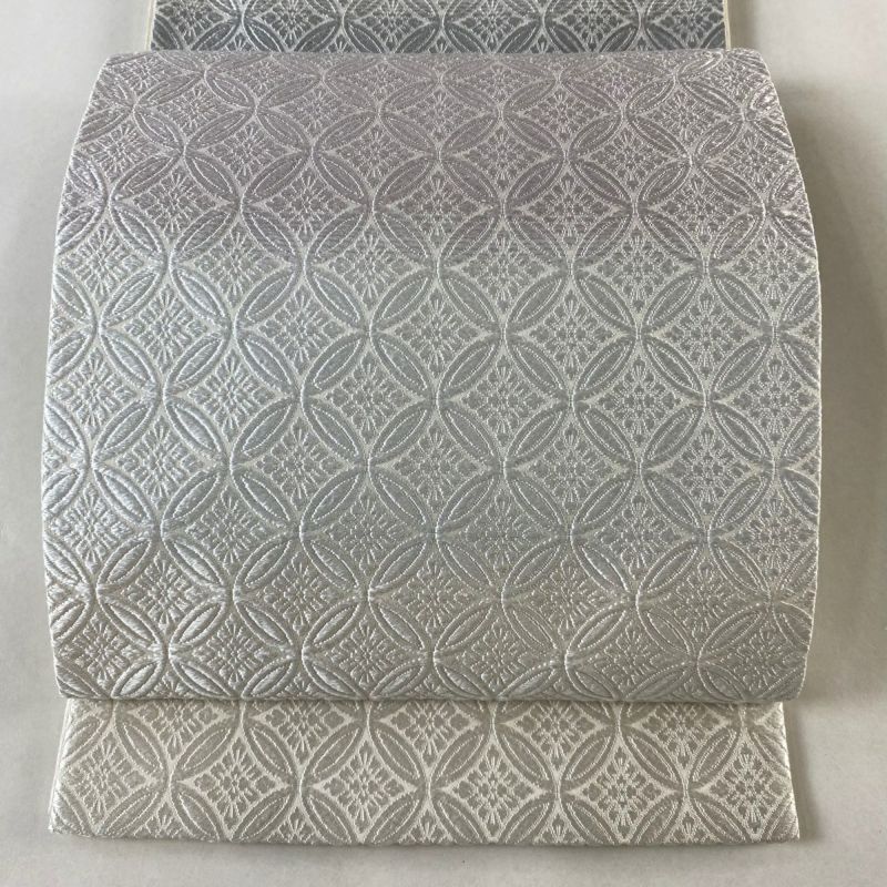 袋帯 逸品 七宝繋ぎ 花 唐織 薄紫 六通 正絹|中古・古着 袋帯 逸品 七宝繋ぎ 花 唐織 薄紫 六通 正絹|中古・古着