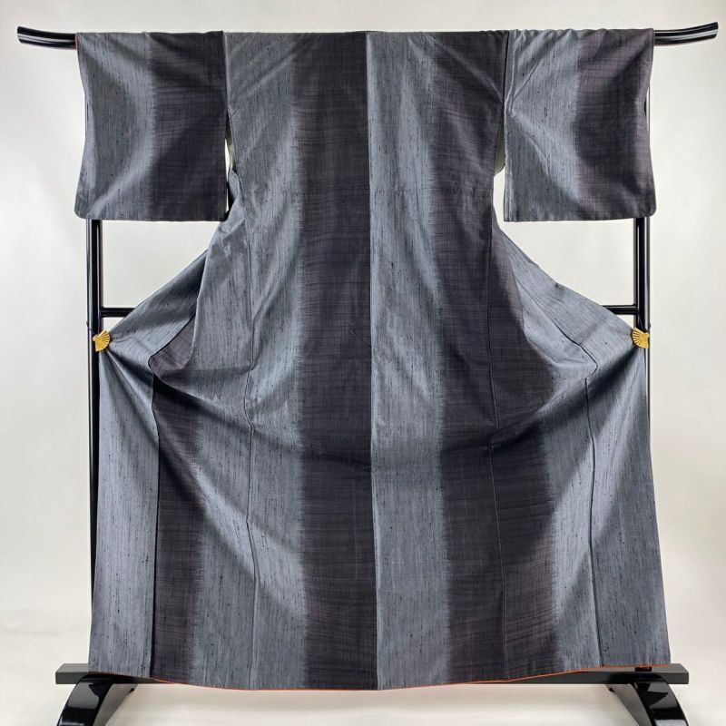 紬 身丈169cm 裄丈67.5cm L 袷 縞 濃紫 正絹 美品 秀品|中古 紬 身丈169cm 裄丈67.5cm L 袷 縞 濃紫 正絹 美品 秀品|中古