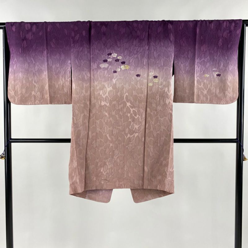 道中着 身丈100.5cm 裄丈66cm M 三本賢 和装コート 衿付き 扇面 道中着 身丈100.5cm 裄丈66cm M 三本賢 和装コート 衿付き 扇面