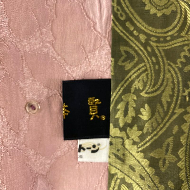道中着 身丈100.5cm 裄丈66cm M 三本賢 和装コート 衿付き 扇面 道中着 身丈100.5cm 裄丈66cm M 三本賢 和装コート 衿付き 扇面