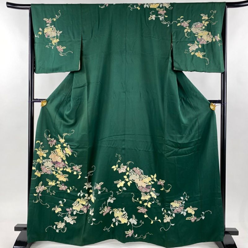 訪問着 身丈164cm 裄丈65cm M 袷 千總 桐 金彩 金糸 緑 正絹 訪問着 身丈164cm 裄丈65cm M 袷 千總 桐 金彩 金糸 緑 正絹