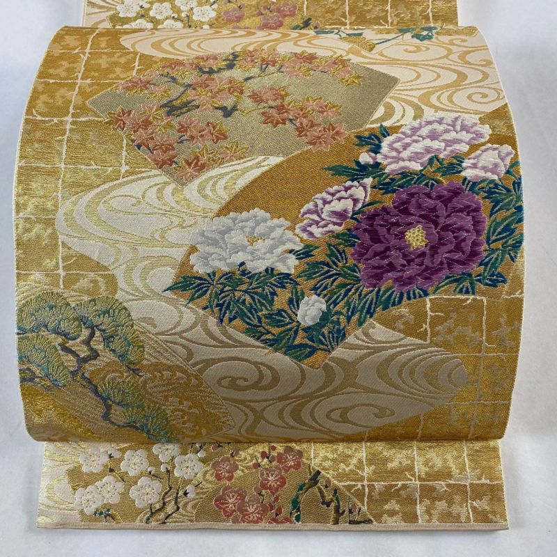 【SALE／37%OFF】 鹿子柄 花唐草 唐織 じゅらく謹製 袋帯 素敵 T-4243 正絹 六通 着物・浴衣