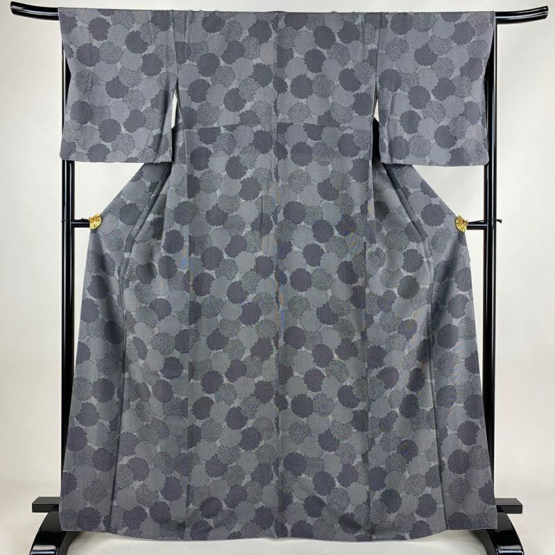 江戸小紋 身丈165cm 裄丈66.5cm M 袷 雪輪 灰色 正絹 秀品|中古 江戸小紋 身丈165cm 裄丈66.5cm M 袷 雪輪 灰色 正絹 秀品|中古
