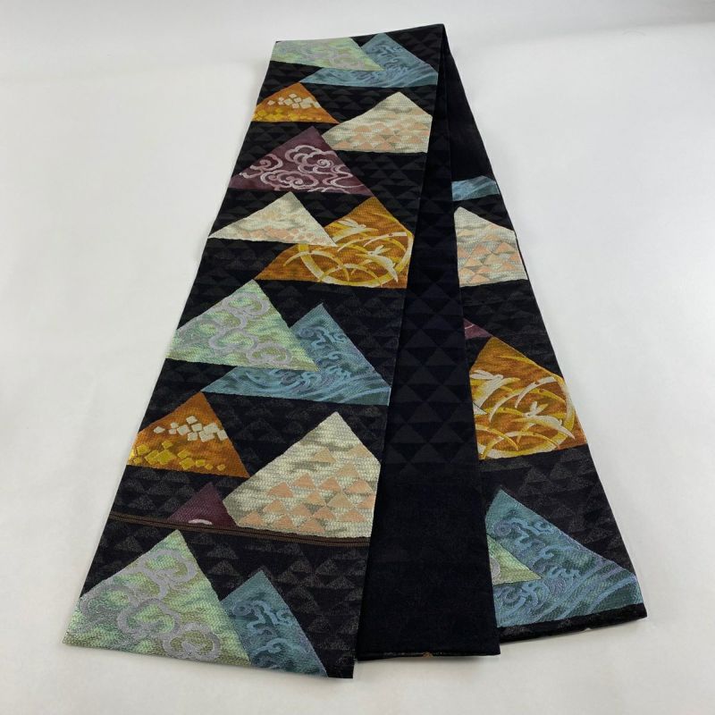 袋帯 美品 名品 うさぎ 雲文 金銀糸 黒 六通 正絹|中古・古着 袋帯 美品 名品 うさぎ 雲文 金銀糸 黒 六通 正絹|中古・古着