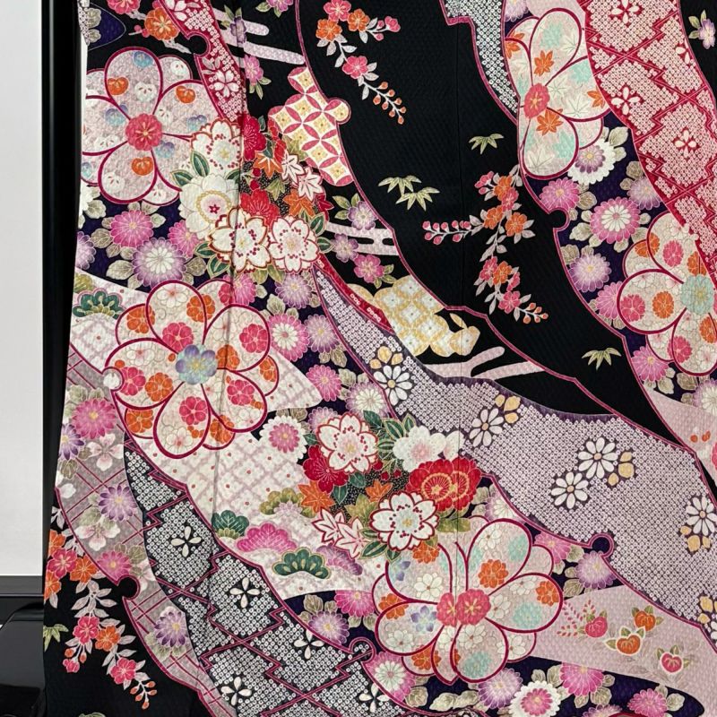 振袖 身丈170cm 裄丈68.5cm L 袷 袋帯フルセット 梅 桜 金糸