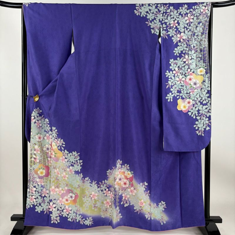 振袖　袋帯　4点セット　桜　蝶　金銀彩　身丈163cm 裄丈66cm M 正絹 振袖 身丈163cm 裄丈66cm M 袷 袋帯フルセット 桜 地紋 金糸