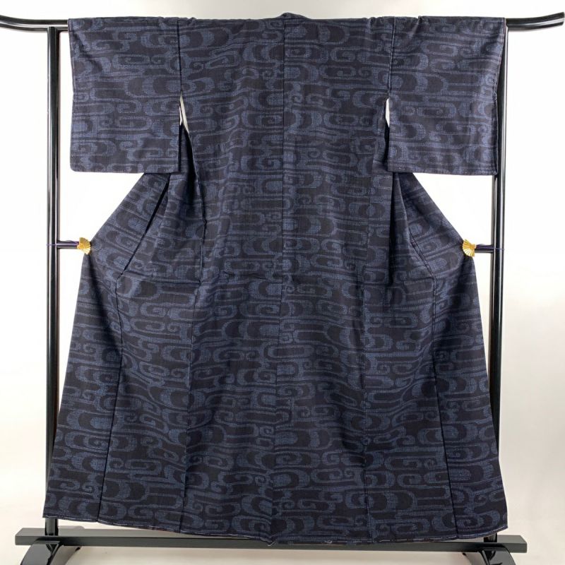 結城紬 身丈157cm 裄丈62.5cm S 袷 本場結城紬 奥順 証紙あり 結城紬 身丈157cm 裄丈62.5cm S 袷 本場結城紬 奥順 証紙あり