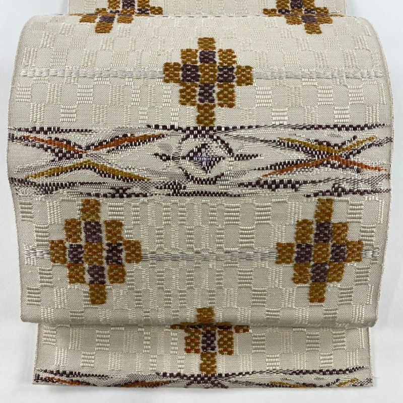 名古屋帯 美品 秀品 八寸名古屋帯 松葉仕立て 幾何学模様 名古屋帯 美品 秀品 八寸名古屋帯 松葉仕立て 幾何学模様