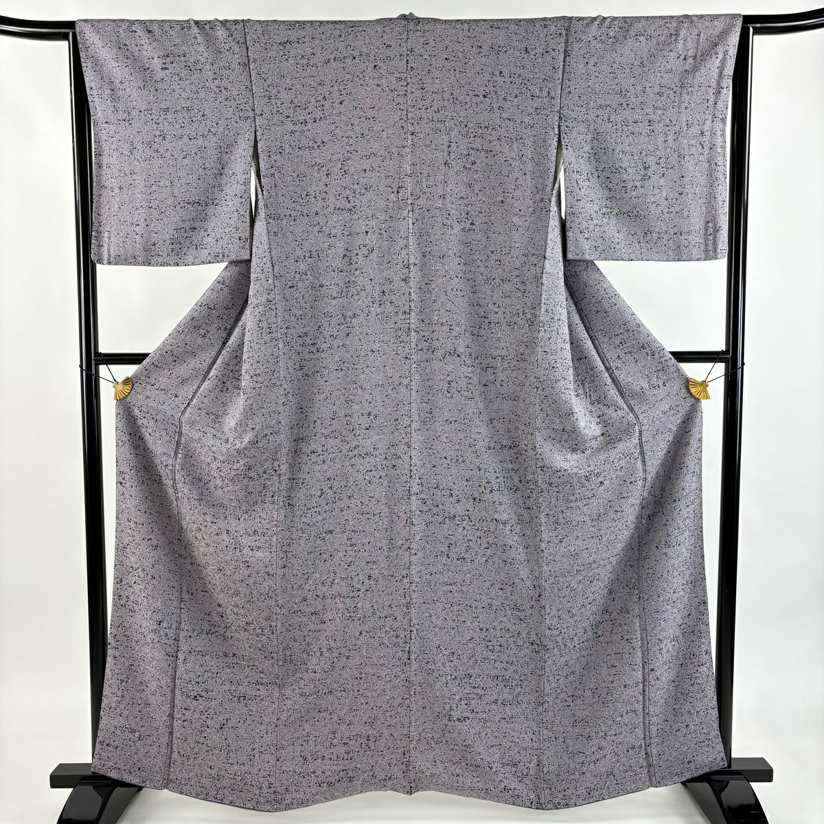 小紋 身丈158cm 裄丈65.5cm M 袷 総絞り 灰色 正絹 名品｜中古・古着