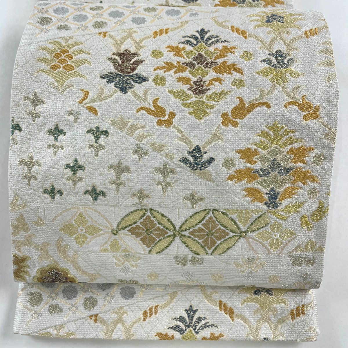 【名入れ無料】 六通 袋帯 紗 草花 秀品 袋帯 25M70f（在庫一掃】 夏帯 草花 着物・浴衣