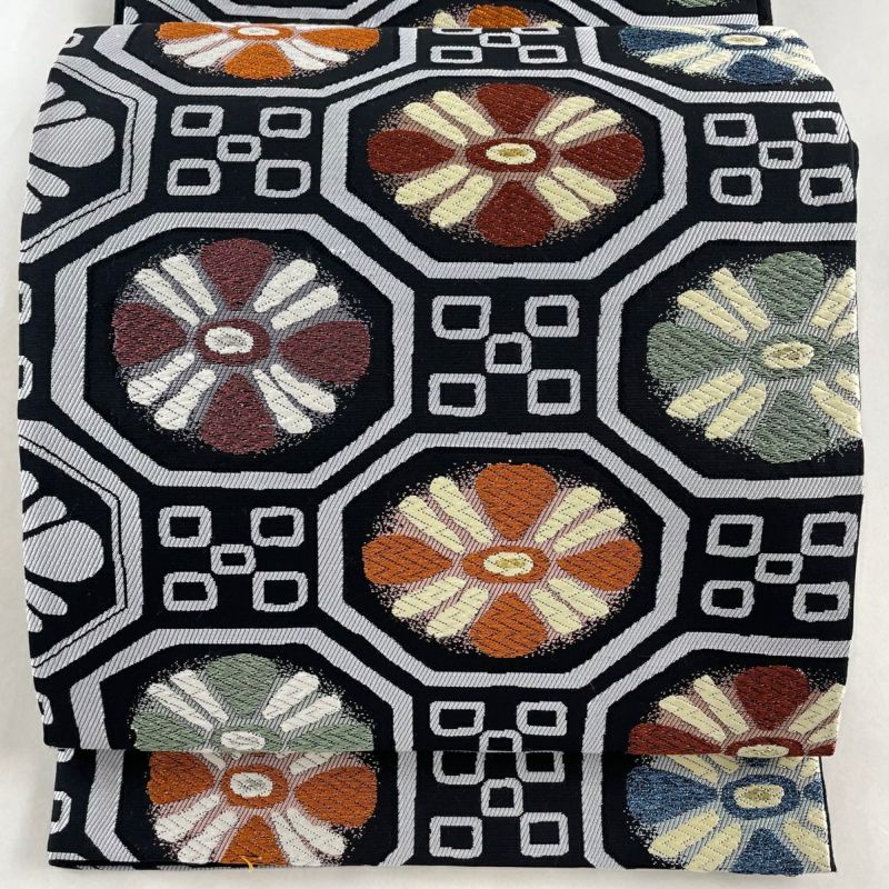 袋帯 美品 名品 蜀江華文 金銀糸 箔 黒 六通 正絹|中古・古着 袋帯 美品 名品 蜀江華文 金銀糸 箔 黒 六通 正絹|中古・古着