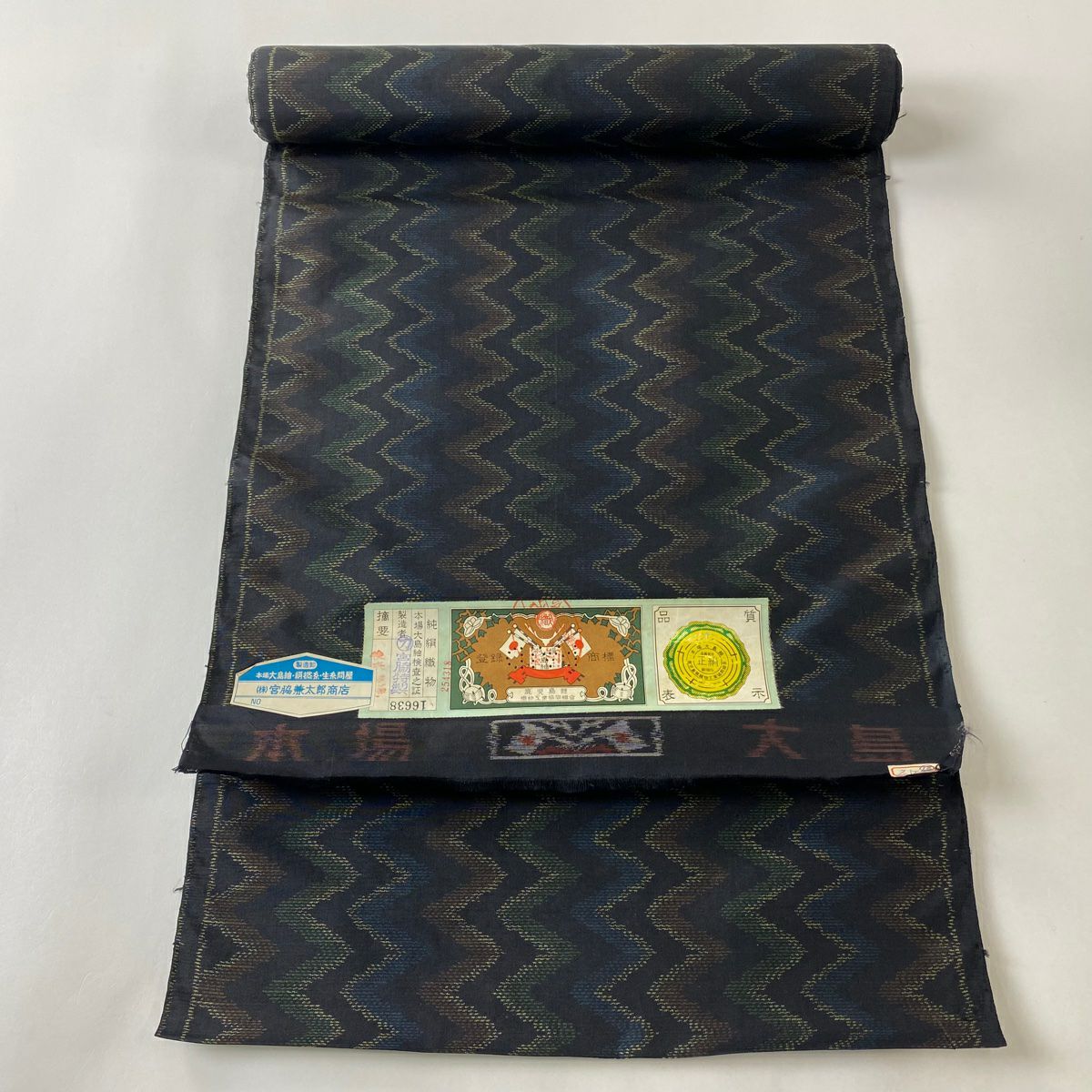 反物 名品 大島紬 証紙 草花 黒 正絹 【中古】 楽天市場】反物 名品