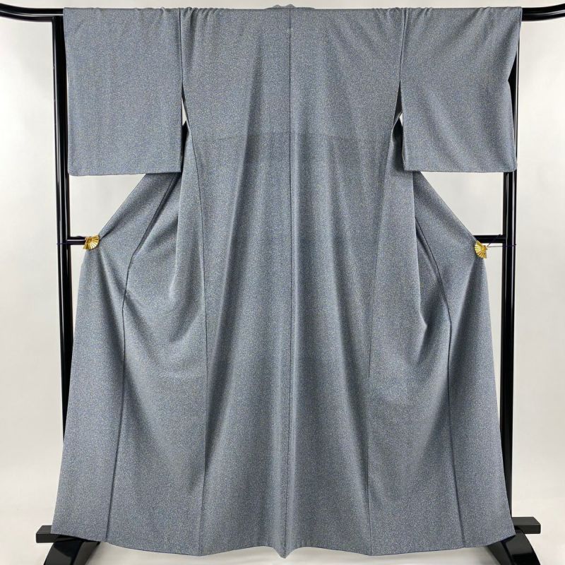 小紋 身丈161.5cm 裄丈65.5cm M 袷 幾何学模様 青灰色 正絹 美品