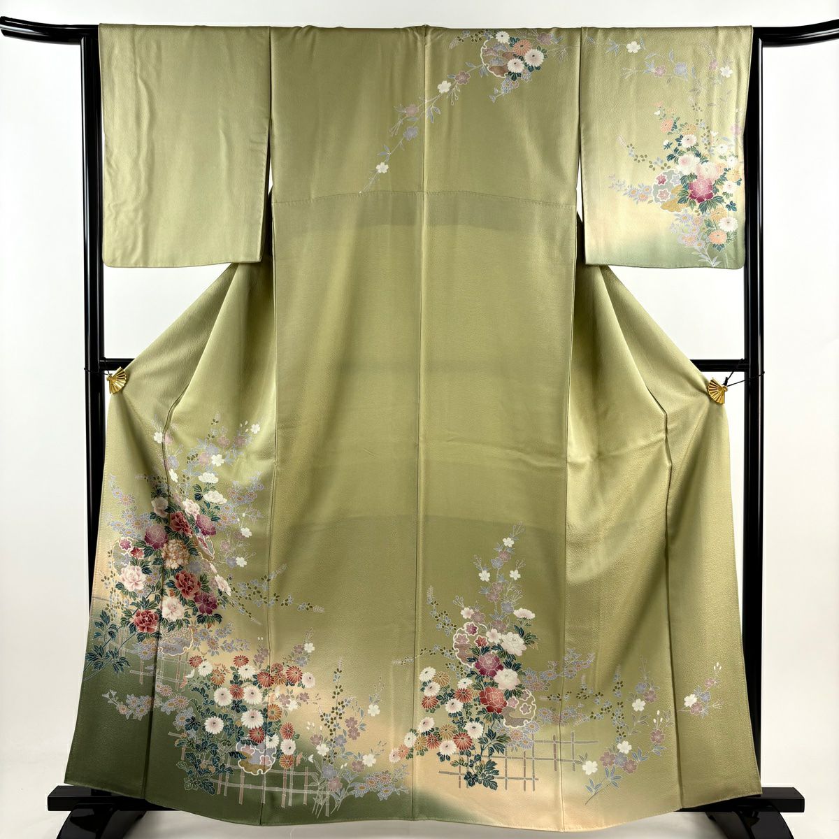 訪問着 美品 秀品 雪輪 萩 螺鈿 金彩 ピンクベージュ 袷 身丈158cm 裄