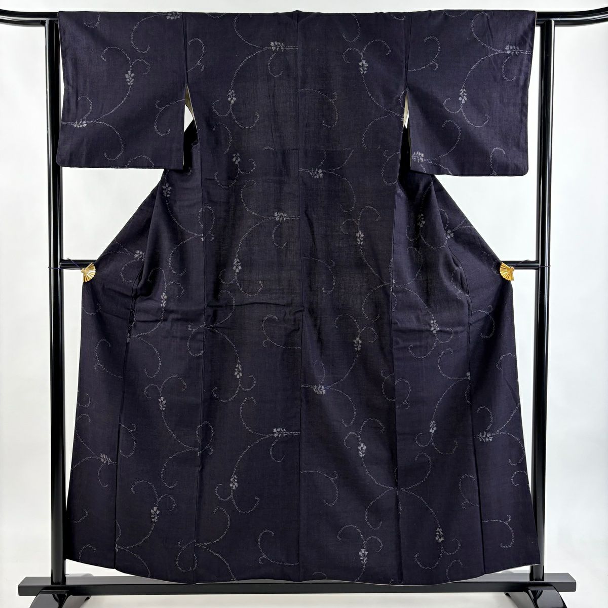 結城紬 身丈155.5cm 裄丈61.5cm S 袷 はたおり娘 証紙あり 蝶 青海波