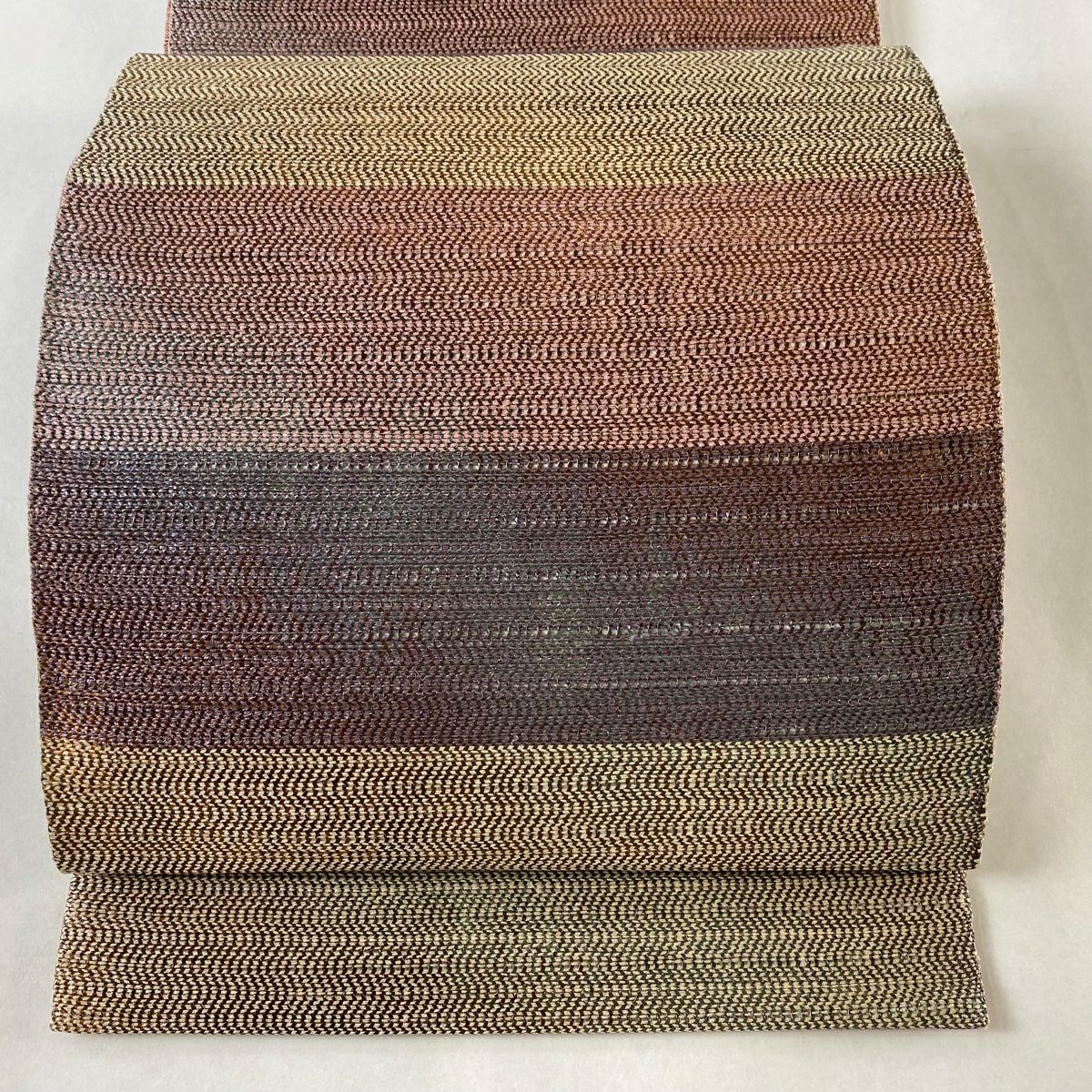 名古屋帯 美品 秀品 よろけ縞 銀糸 箔 薄紫 正絹 ｜中古・古着