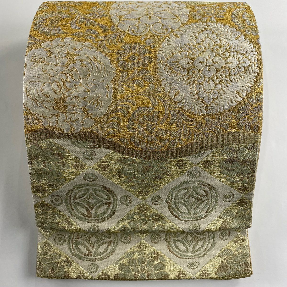 袋帯 美品 秀品 鳥 草花 刺繍 箔 緑 全通 正絹|中古・古着 袋帯 美品 秀品 鳥 草花 刺繍 箔 緑 全通 正絹|中古・古着
