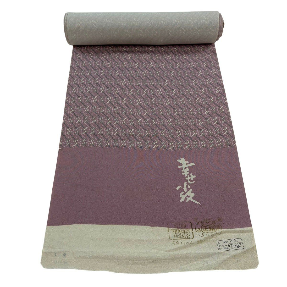 反物 秀品 小紋 花 幾何学 灰紫 正絹｜中古・古着・リサイクル着物通販