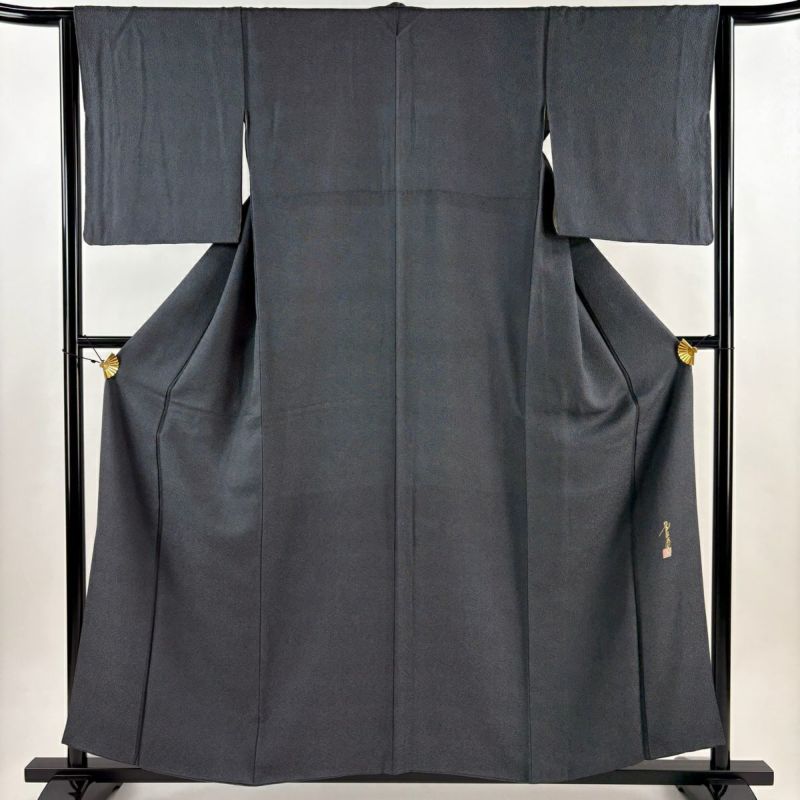 江戸小紋 身丈157.5cm 裄丈64cm M 袷 落款あり 鮫 紺色 正絹 秀品