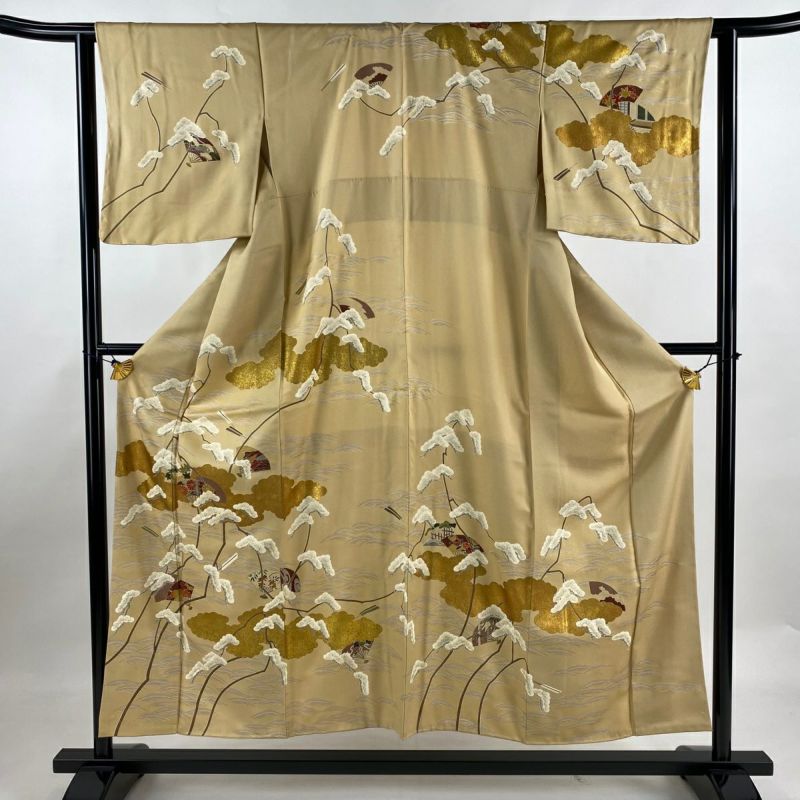 正絹 訪問着 松に花 金箔 塔 袷 - メルカリ