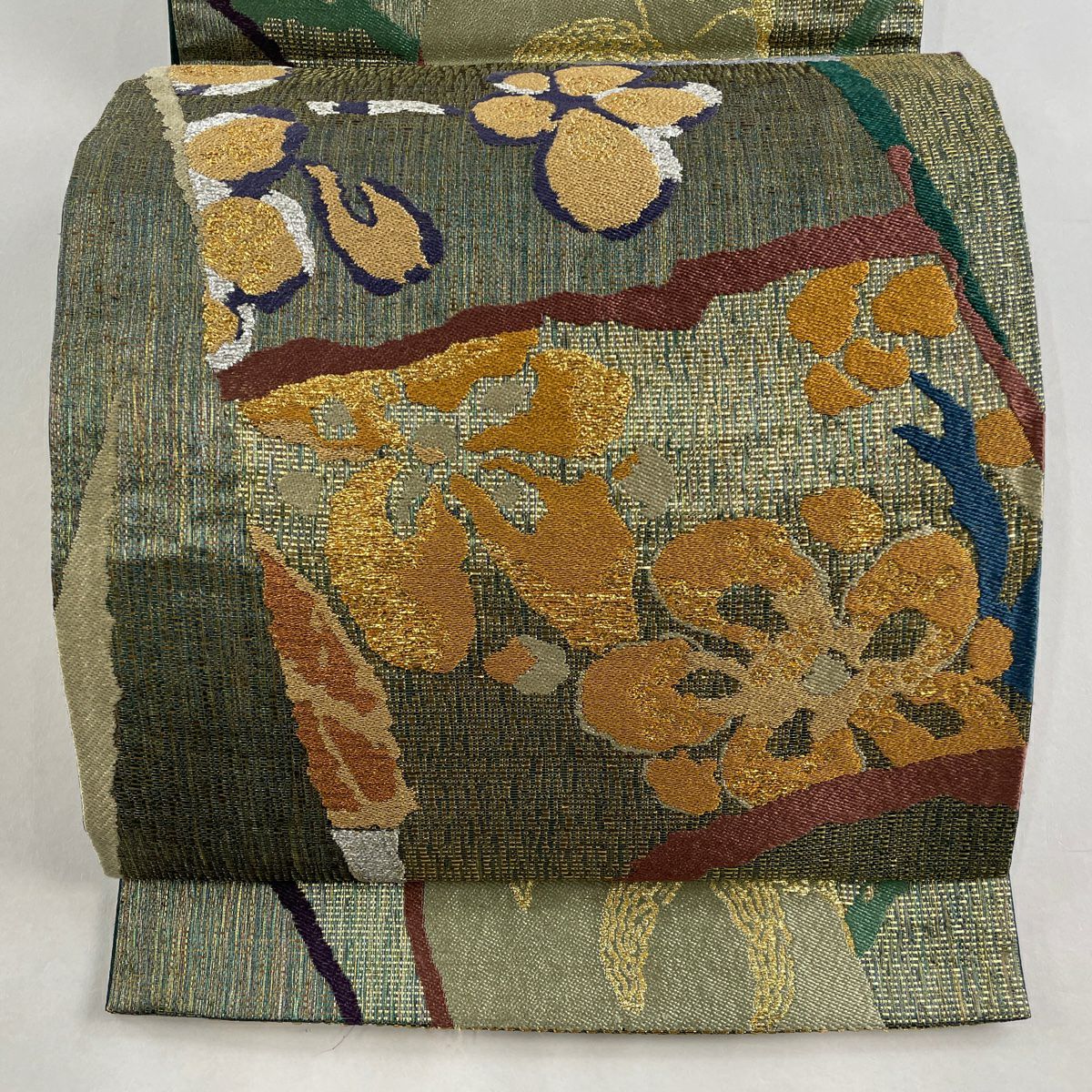 袋帯 美品 秀品 鳥 草花 金糸 箔 銀色 六通 正絹|中古・古着 袋帯 美品 秀品 鳥 草花 金糸 箔 銀色 六通 正絹|中古・古着