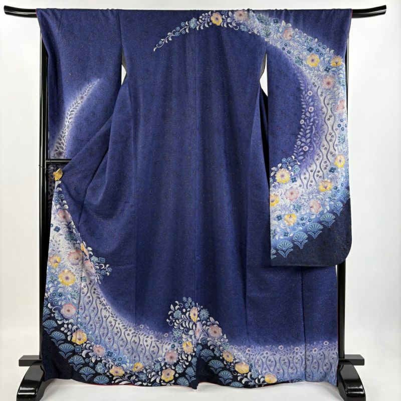 振袖 身丈167.5cm 裄丈70cm L 袷 辻が花柄 草花 金通し 絞り