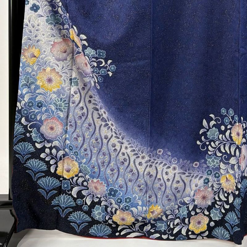 きれいな辻ヶ花振袖　裄丈70cm 振袖 身丈159cm 裄丈67cm M 袷 落款 辻が花 銀通し 赤 正絹 美品
