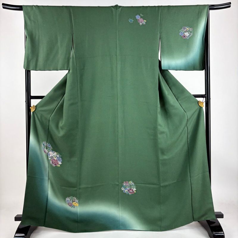 お召【未使用しつけ付】身丈166.5 裄丈68 未使用品】一つ紋付き 色無地 訪問着（身丈166cm／裄67cm