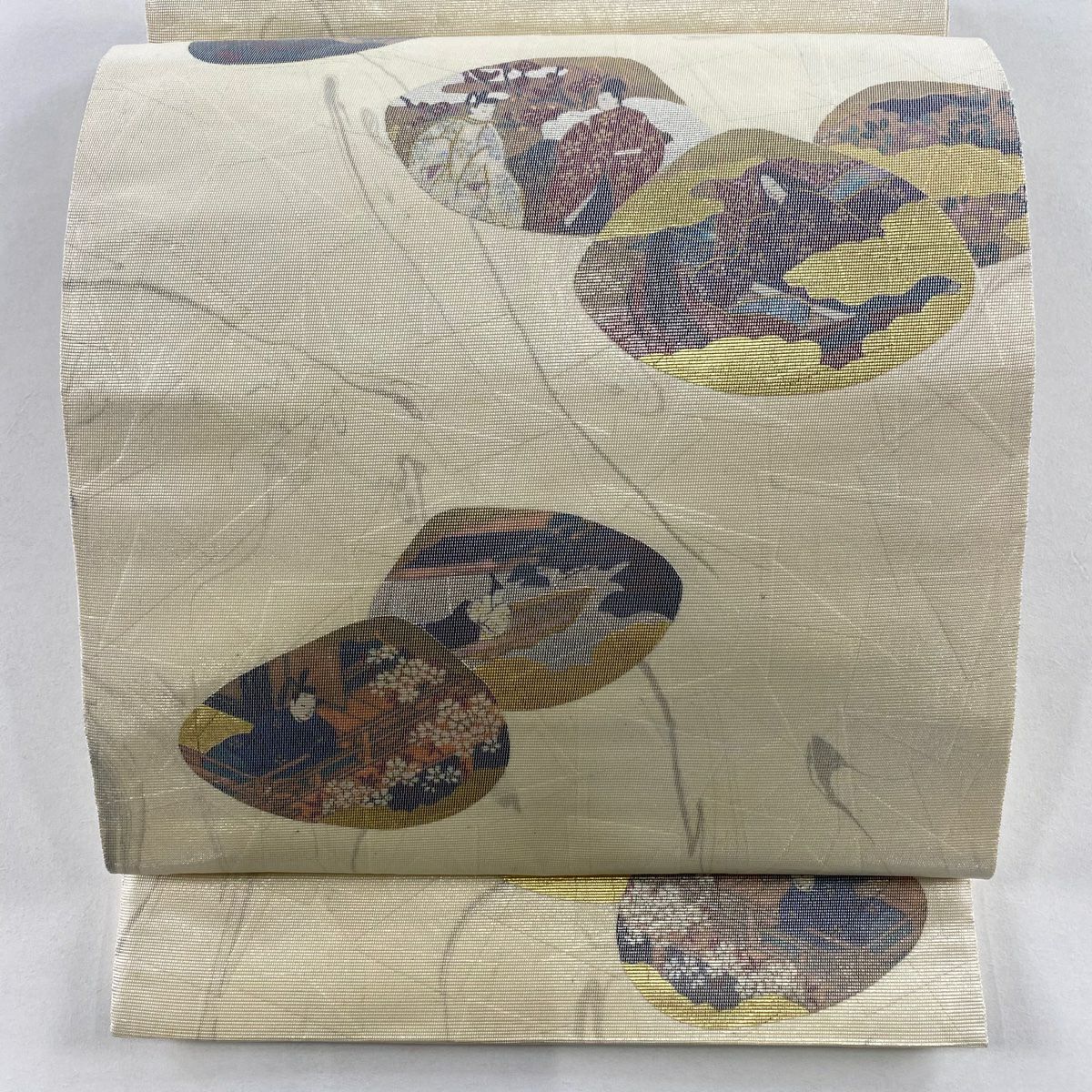 丸帯 美品 名品 貝合わせ 人物 金糸 箔 金色 六通 正絹｜中古・古着