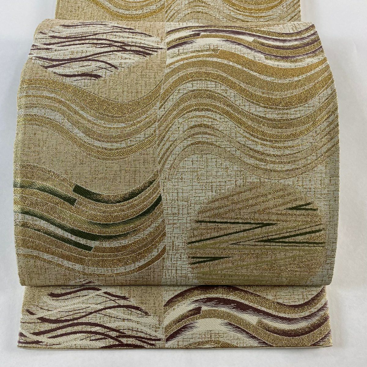 袋帯 美品 逸品 華文 相良刺繍 ベージュ 六通 正絹｜中古・古着