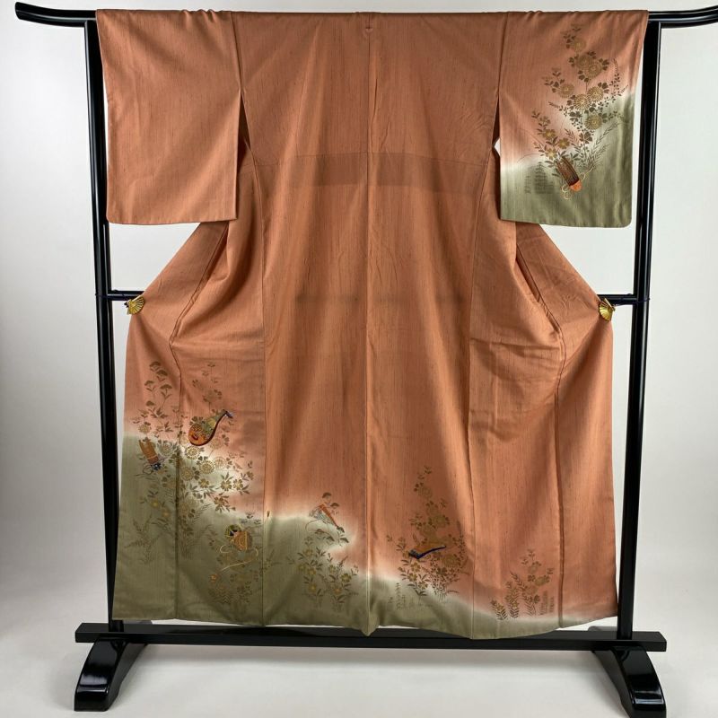 kimonoarisa◆厳選◆未使用同然◆真綿紬◆仕付け糸◆裄70.5丈161